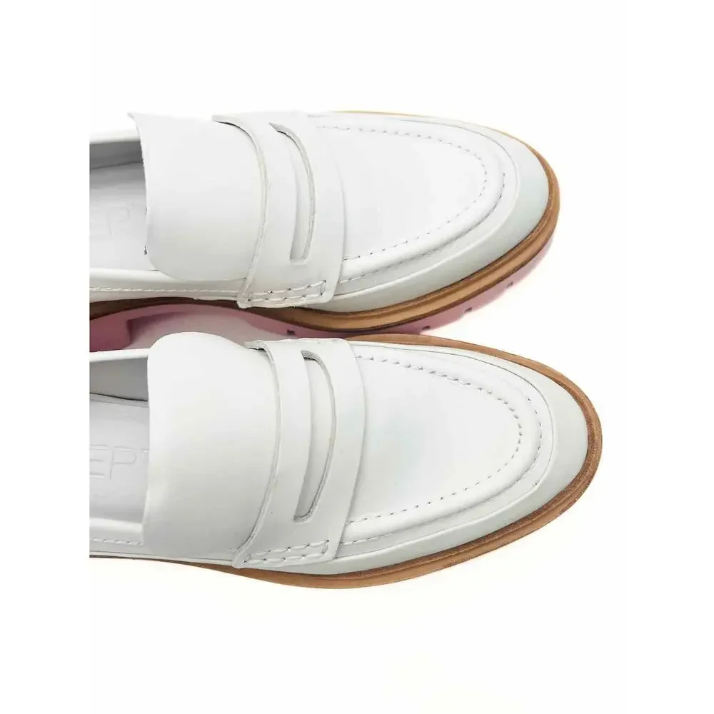 Oncept Size 8 White/Pink Trim Platform Designer Loafers